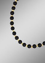 Bolletjeshalsketting in echte onyx en echt goud 