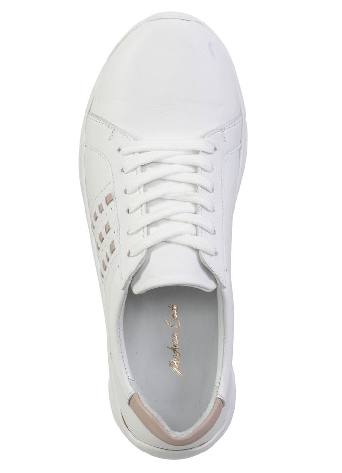 Andrea Conti veterschoen van nappaleer met contrasterende details WIT