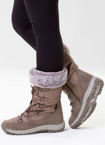 Gevoerde dameslaarzen, winterschoenen, met rits TAUPE