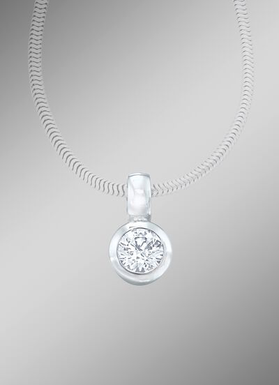 Hanger in witgoud met briljantgeslepen diamant 