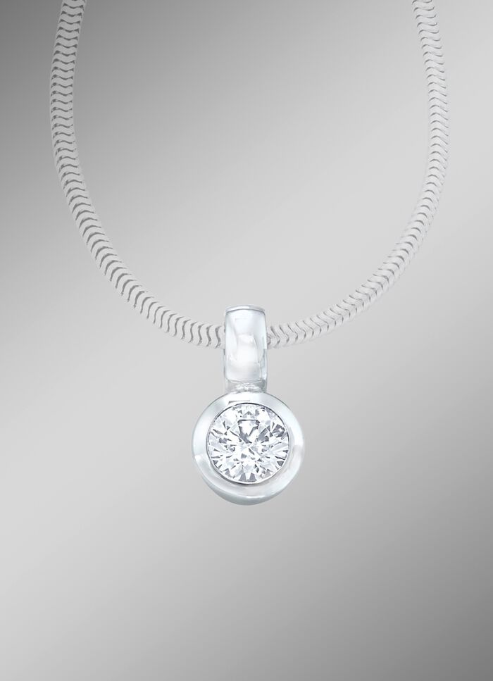 Hanger in witgoud met briljantgeslepen diamant 