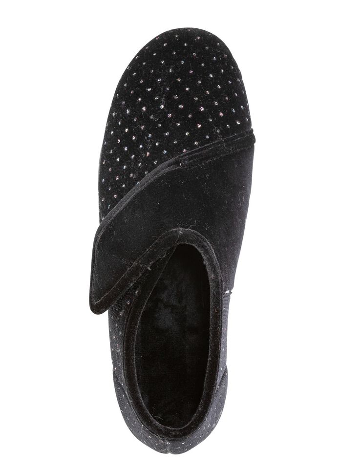 Laurina klittenbandschoen met subtiel sprankelend glitterreli&euml;f ZWART