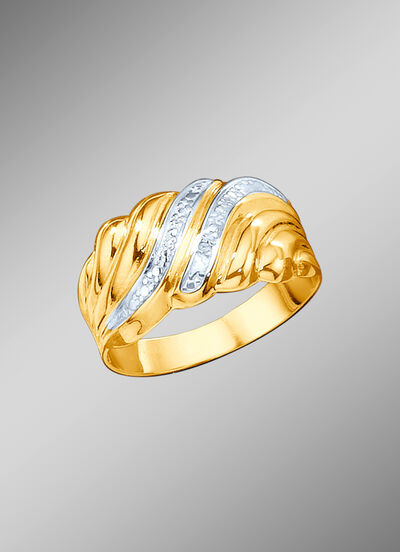 Damesring, tweekleurig, met diamant 