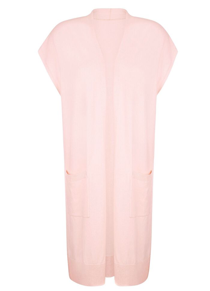 Lang kasjmier gebreid vest 