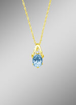 Hanger met Singapore ketting, met echte blauwe topaas en kunststof. zirkonia 
