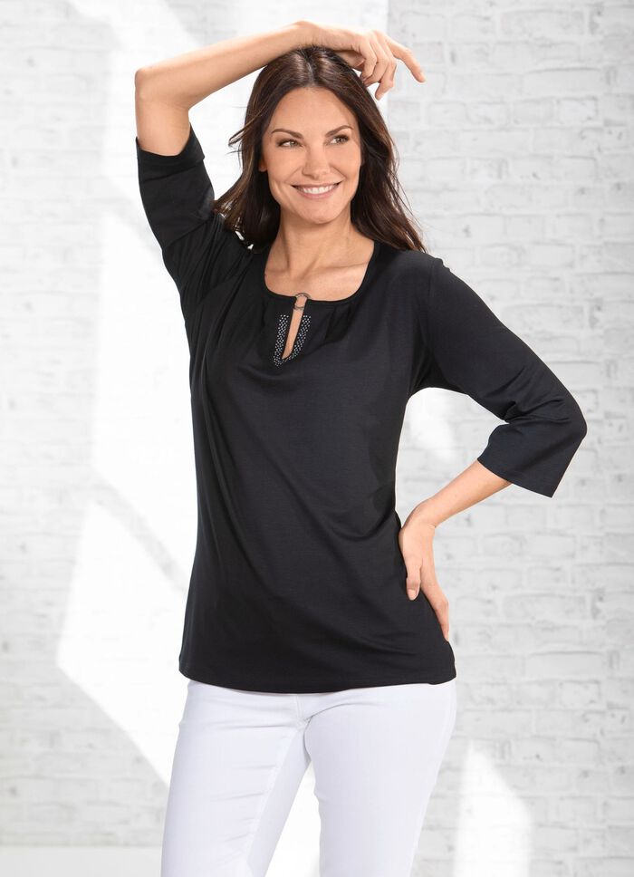 Uitstekend shirt met plooien in 2 kleuren 