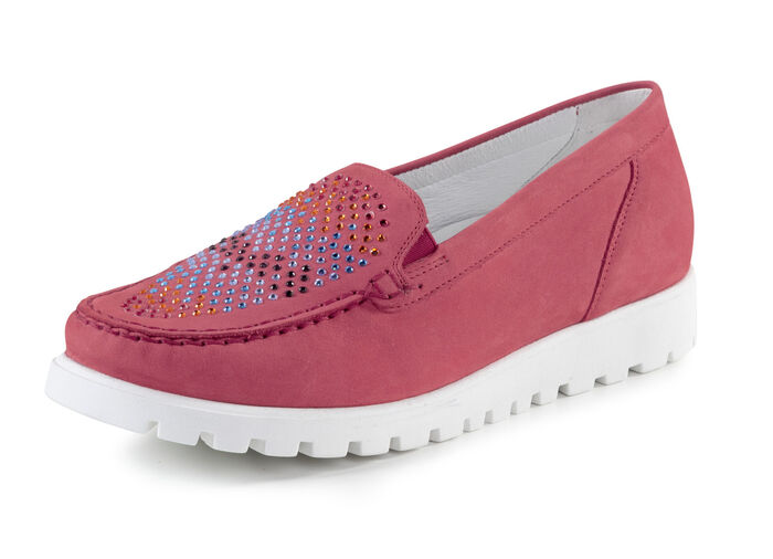 Waldläufer mocassinpantoffels versierd met kleurrijke strasssteentjes HELLROT