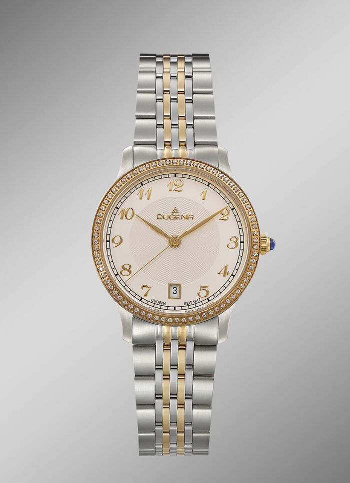 Dugena quartz dameshorloge met roestvrijstalen bandkast 