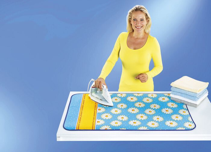 Thermische strijkdeken van 100% katoen BLAU/MARGERITEN