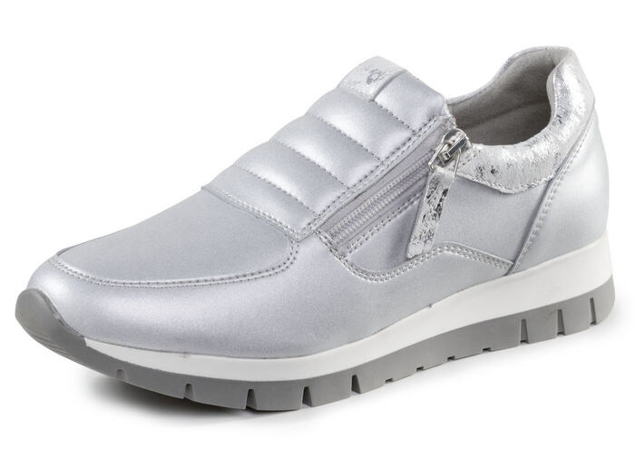 ELENA EDEN sneakers gemaakt van nappaleer en zilvergrijs suède met reliëf MATTSILBER