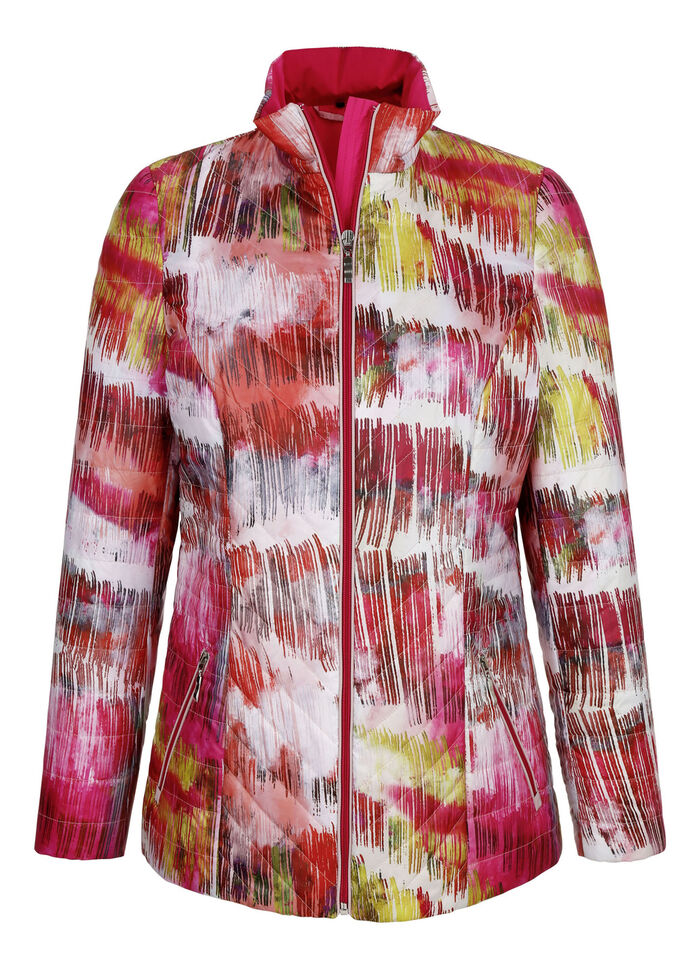 Gewatteerd jack met veelkleurige grafische print 