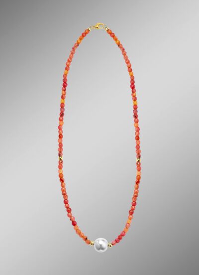 Ketting met parelglans en edelsteenglans 