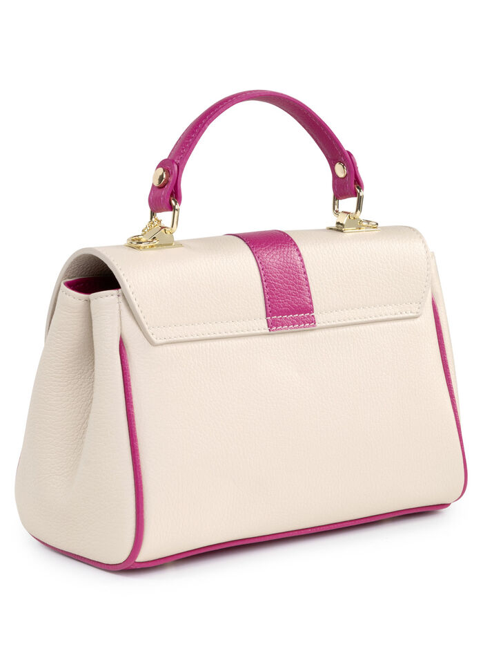 Tas Laurina van generfd kalfsnappaleer BEIGE-PINK