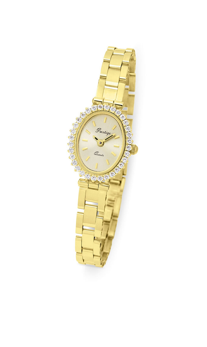 Prestige quartz dameshorloge van goud 