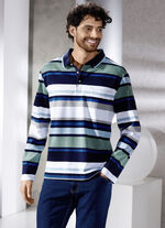 Poloshirt met zijsplitten JADE GROEN-MARINE-WIT