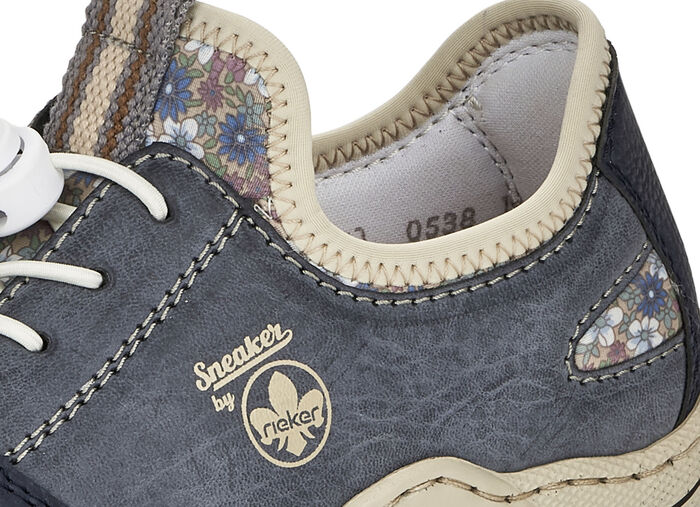 Rieker, sportieve damessneakers, met uitneembaar voetbed JEANSBLAUW/BEIGE