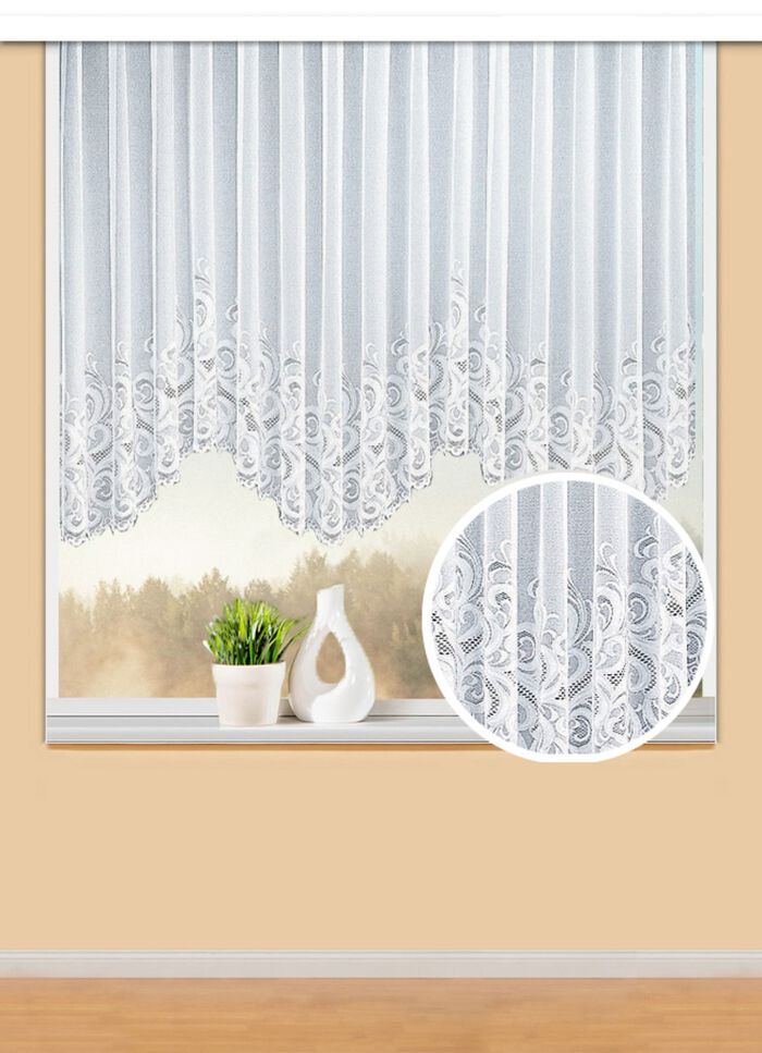 Bloemenvenstervitrage met universele railband 