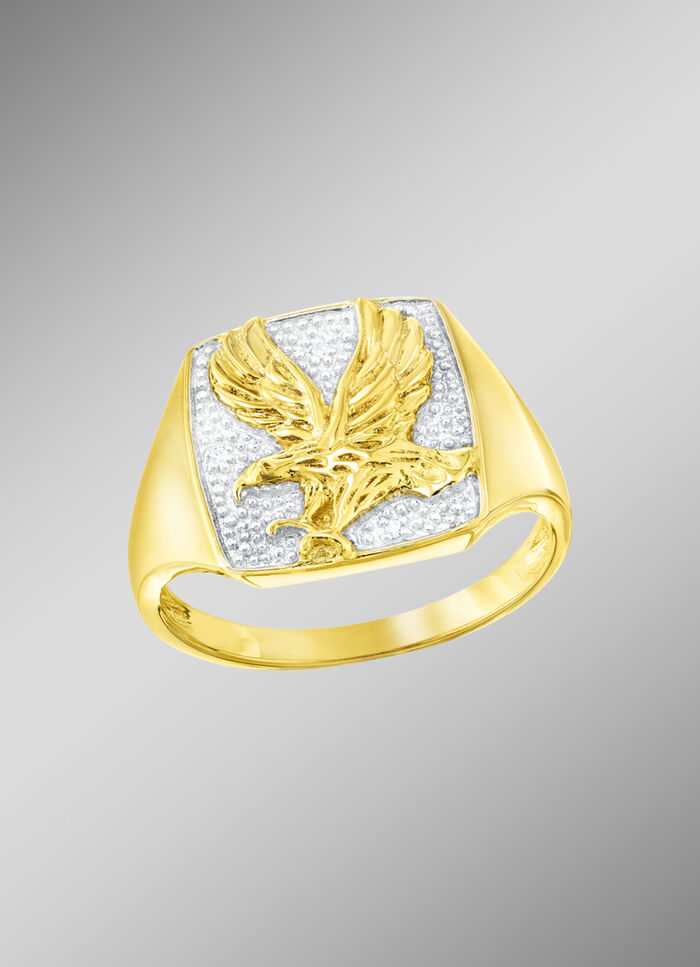Herenring adelaar met 3 diamanten 