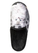 Laurina, klassieke damespantoffels, met kattenmotief ZWART-MULTICOLOR