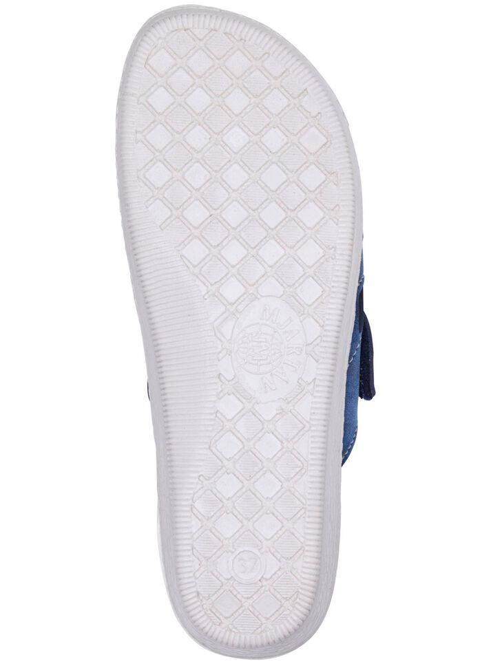 Klassieke damesmuiltjes, breedte H, met elastisch materiaal BLAUW