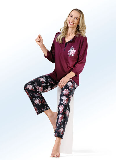 Set van twee pyjama's met lange mouwen en knoopsluiting 