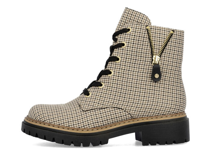 Rieker, trendy dames enkellaarsjes, winterschoenen, met rits BEIGE-SCHWARZ