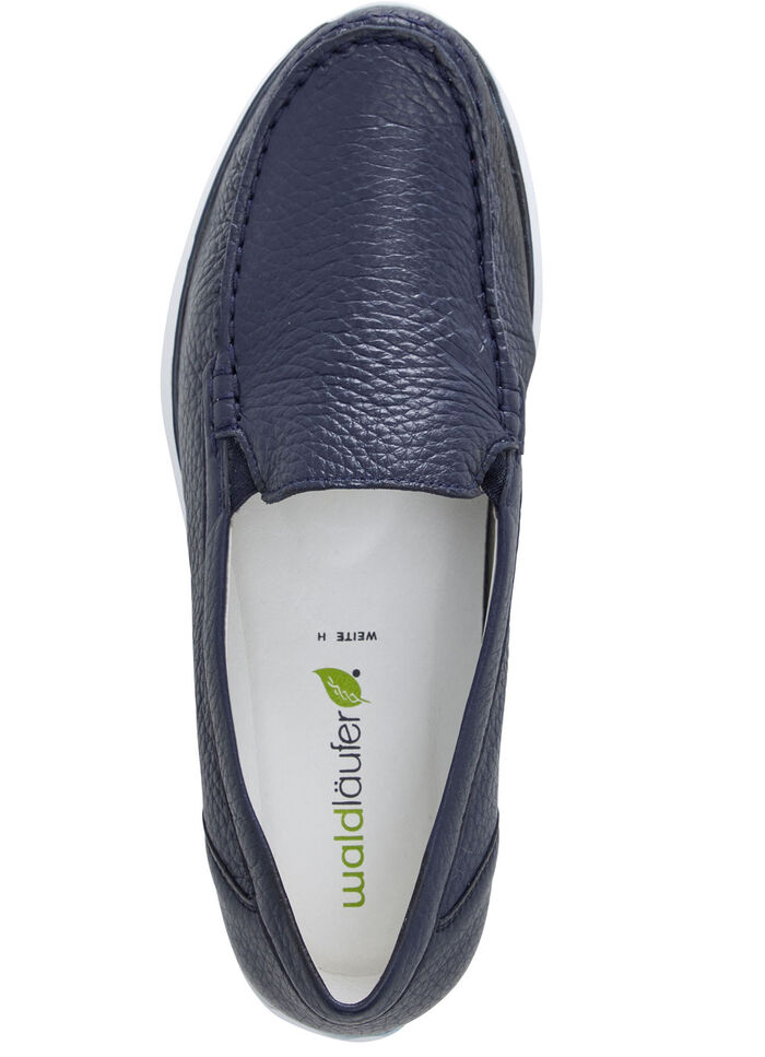 Waldläufer pantoffels van generfd hertennappaleer DONKERBLAUW