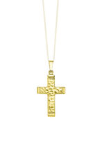 Gehamerd gouden kruis hanger 