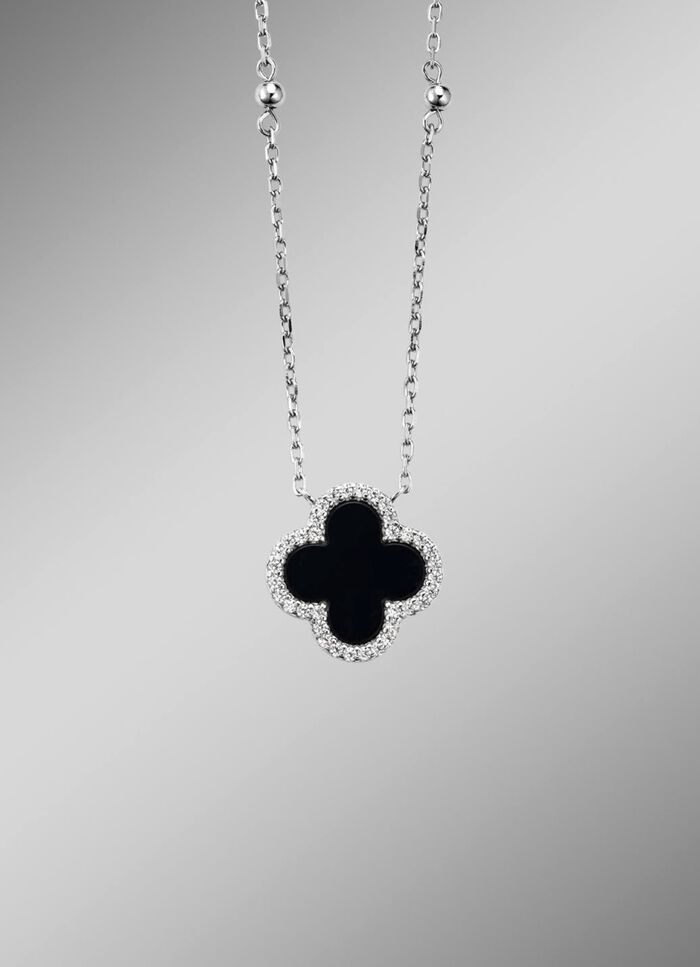 Betoverende klaverbladketting van zilver 