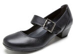 ELENA EDEN pumps met gesp van nappaleer met elastische inzet aan de zijkant ZWART