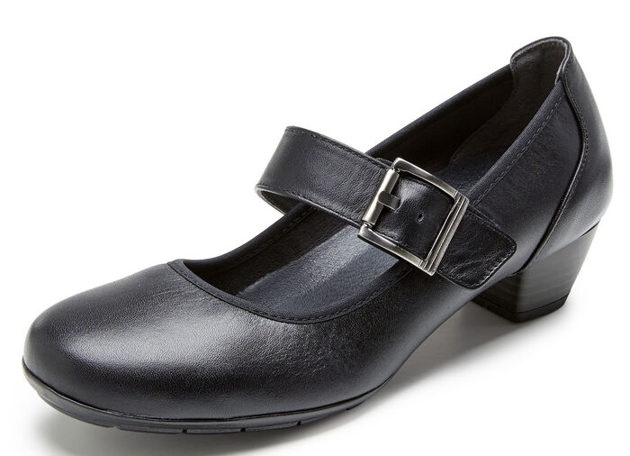 ELENA EDEN pumps met gesp van nappaleer met elastische inzet aan de zijkant ZWART