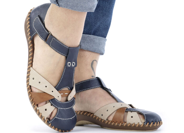 Rieker sandaal in een chique design MARINE-BEIGE-COGNAC