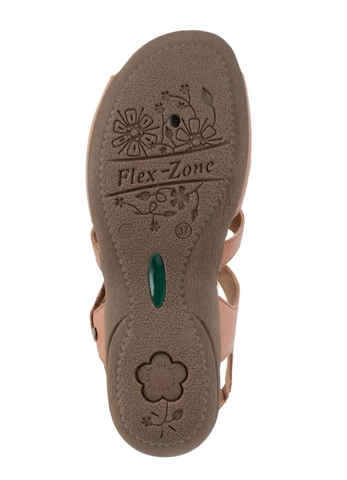 ELENA EDEN sandaal met decoratieve klinknagels en leren inzetstukken COGNAC