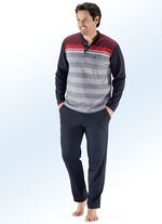 Hajo Klima comfortpyjama met knoopsluiting en garengeverfde strepen 