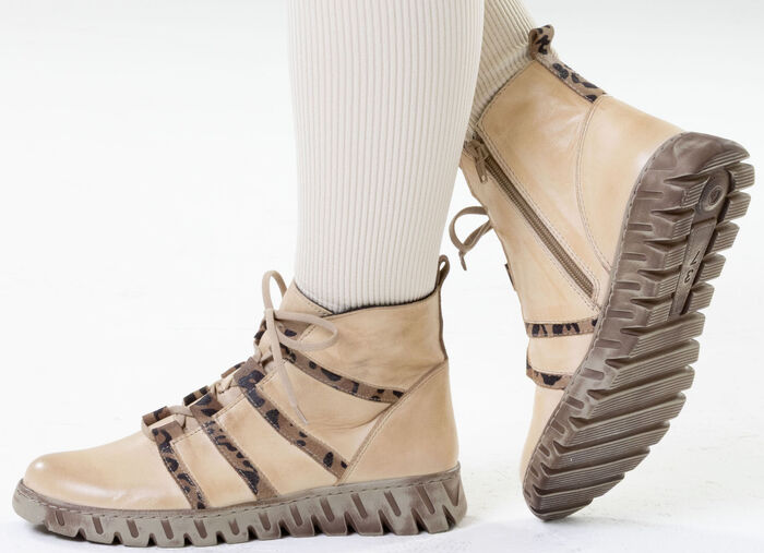 Gemini, trendy dames enkellaarsjes, winterschoenen, breedte G, met uitneembaar voetbed HELLBEIGE