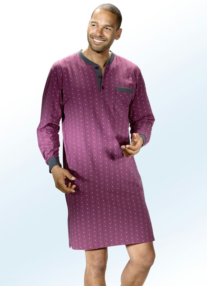 Nachthemd met knopenlijst en lange mouw 