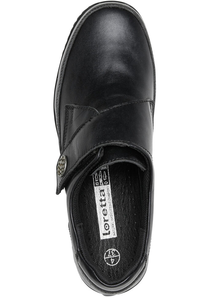 ELENA EDEN, comfortabele damespantoffels, breedte H, met uitneembaar voetbed ZWART