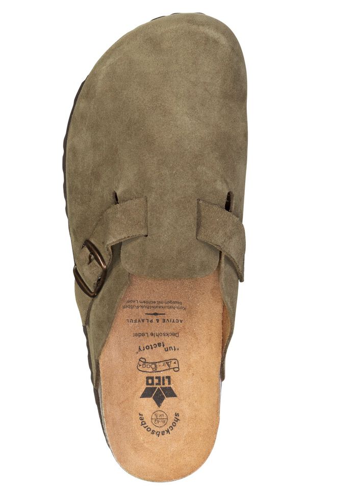 Klassieke herenklompen, met verstelbare gesp OLIJFGROEN