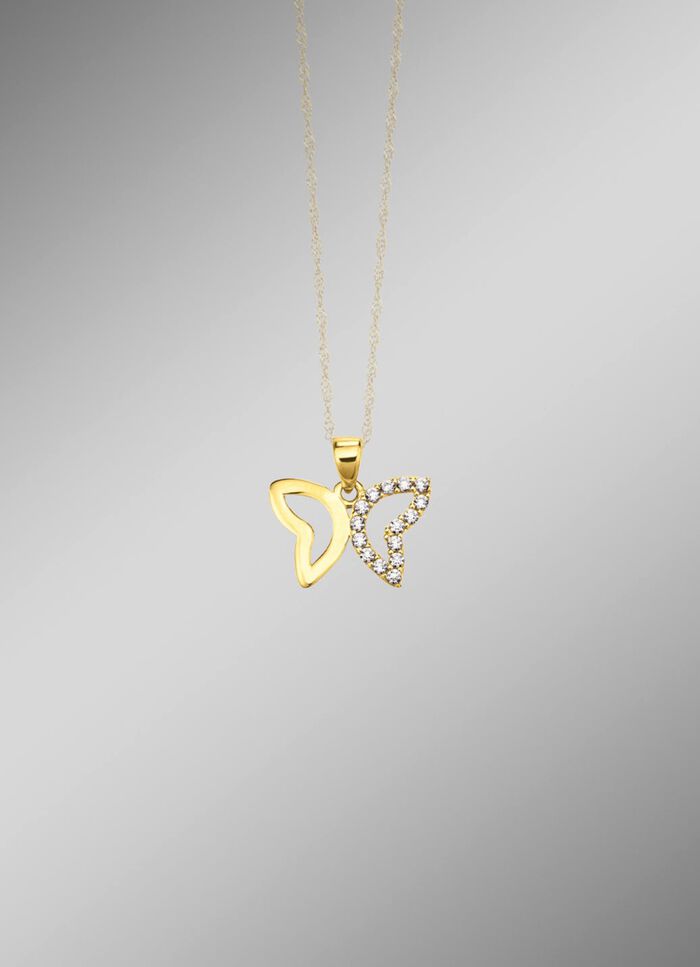 Filigraan vlinderhanger met synthetische zirkonia 