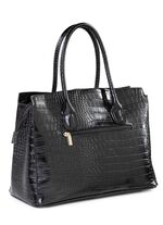 Tas van synthetisch materiaal met krokodillenopdruk ZWART