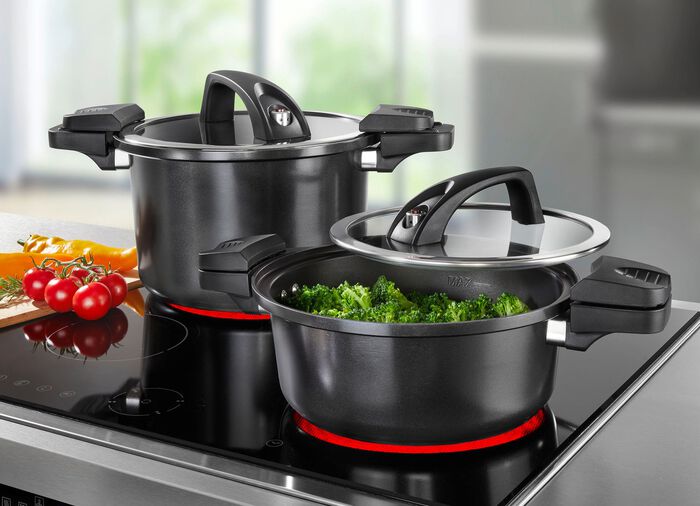 Energiebesparende pan met lagedruk snelkookpandeksel 