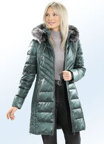 Korte jas met verticale quilt FLESSENGROEN