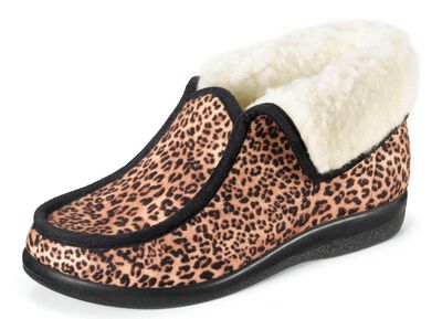 Warme damespantoffels, breedte H, met wol 