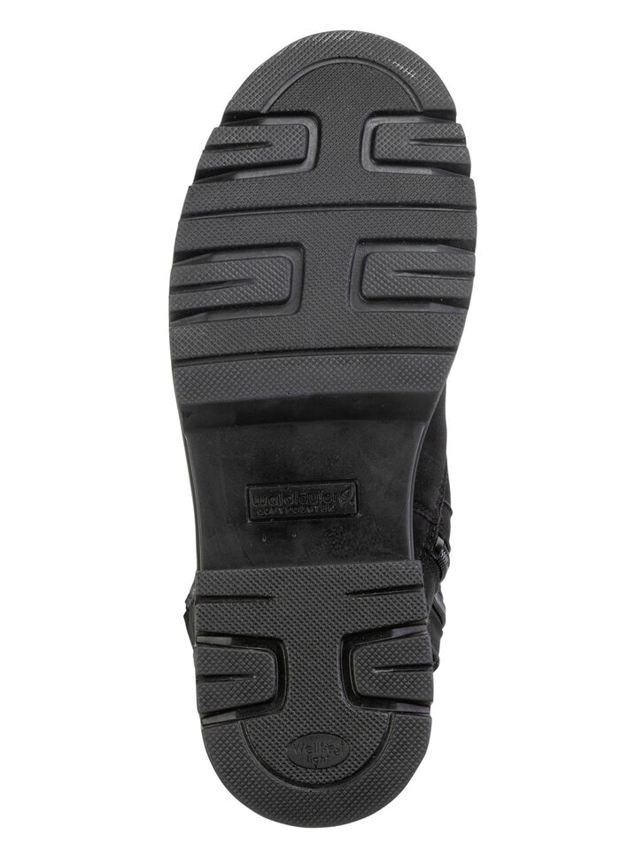 Waldläufer enkellaarzen van rundnubuckleer ZWART