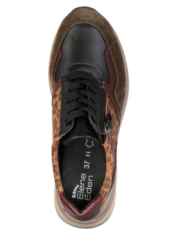ELENA EDEN, trendy damessneakers, breedte H, met uitneembaar voetbed BRUIN-KLEURRIJK