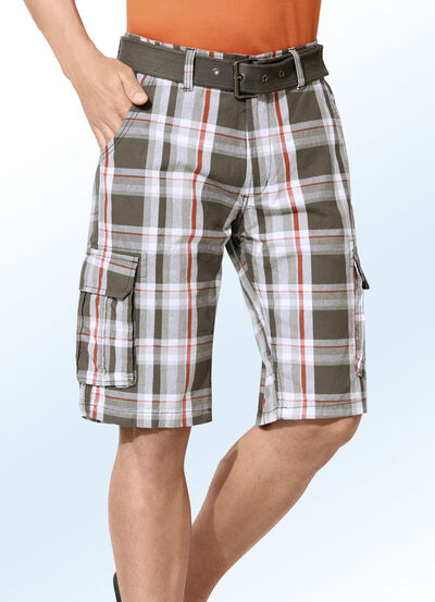 Bermudashort met riem en cargozakken in 2 kleuren 