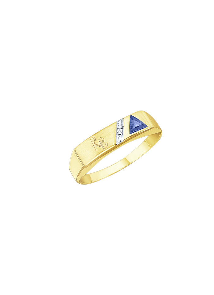 Damesring met diamant en saffier 