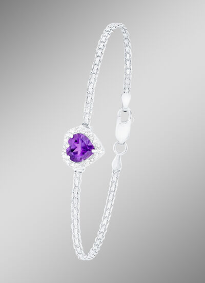 Charmante armband met echte amethist en echte witte topazen 