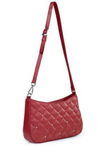 Laurina tas met trendy quilting en decoratieve klinknagels ROT