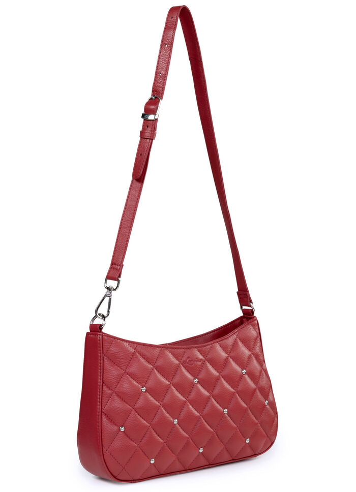 Laurina tas met trendy quilting en decoratieve klinknagels ROT